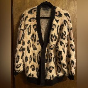 MINKPINK Fluffy Leopard Cardigan